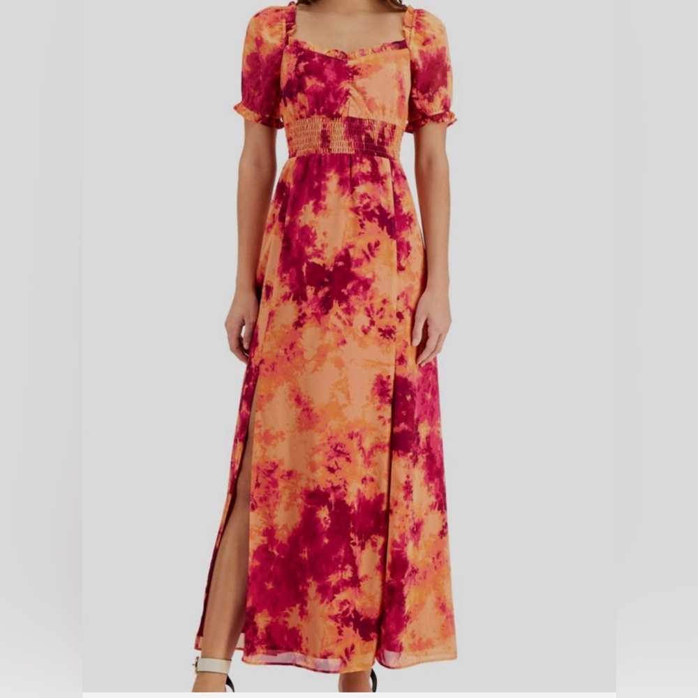 Bar III Vibrant Orange and Pink Maxi Dress